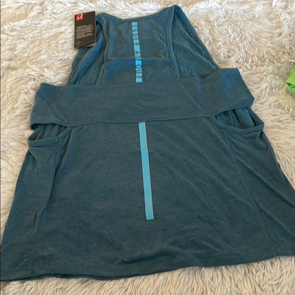 Under Armour women open back tank top blue s m summer
